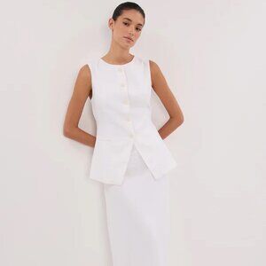 DISSH TYRA WHITE LINEN MIDI SKIRT US SIZE 6